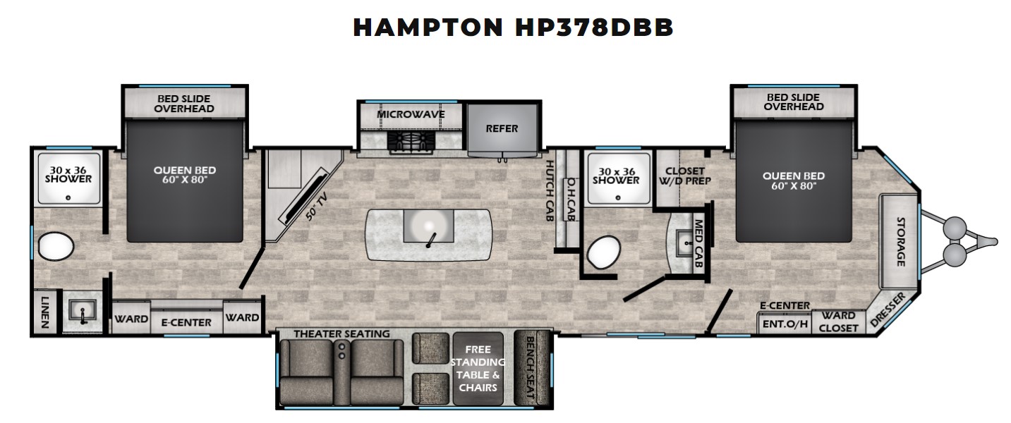 2024 CROSSROADS HAMPTON 378DBB, , floor-plans-day image number 0